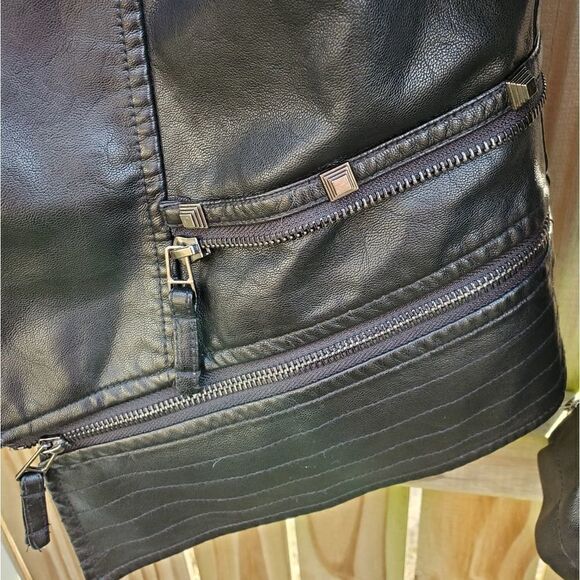 Black Faux Leather Moto Jacket - Picture 5 of 16